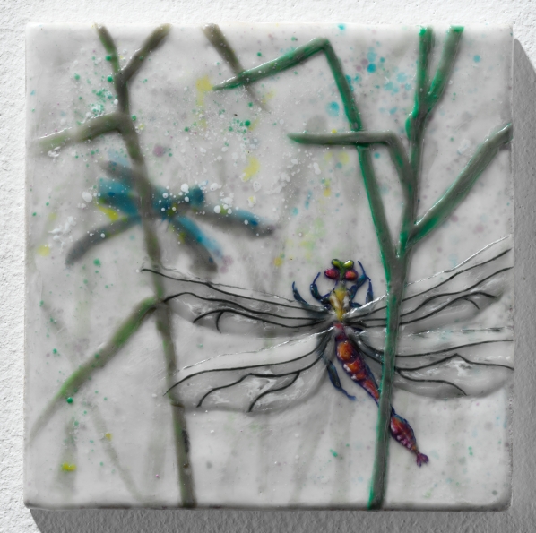 dragonflies. Encaustic Technique (beeswax) on wood. Stein Frayman (copyright)