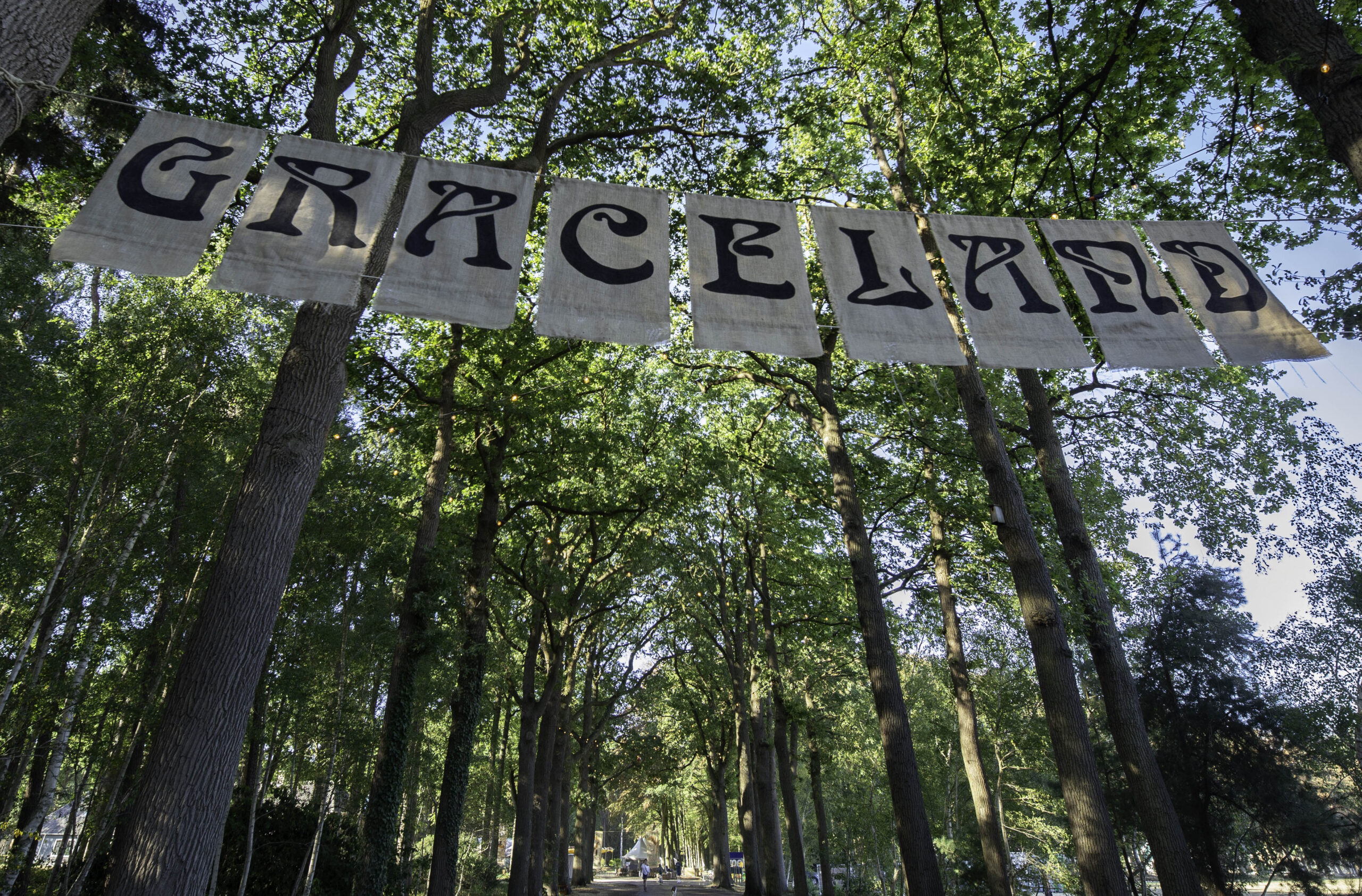 graceland festival banner: letters in art nouveau style